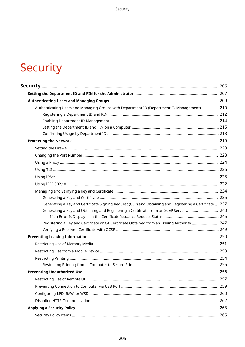 Security | Canon imageCLASS LBP674Cdw Wireless Color Laser Printer User Manual | Page 213 / 565