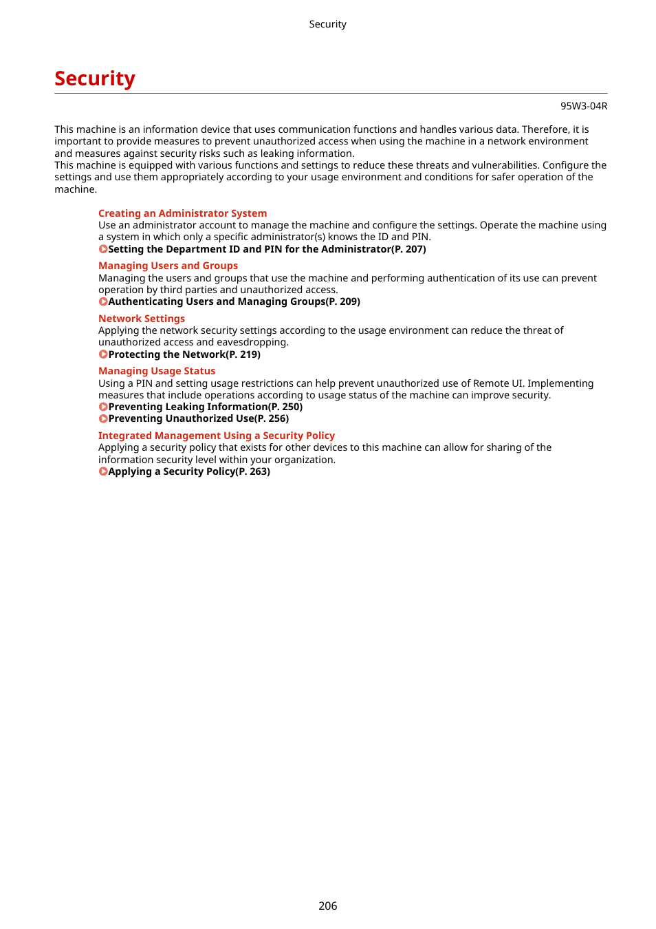 Security, Security(p. 206) | Canon imageCLASS LBP674Cdw Wireless Color Laser Printer User Manual | Page 214 / 565