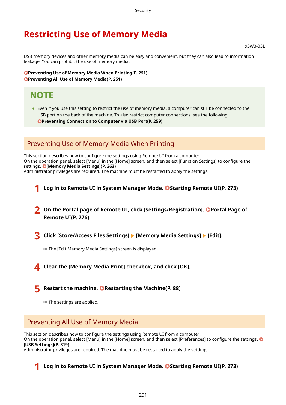 Restricting use of memory media | Canon imageCLASS LBP674Cdw Wireless Color Laser Printer User Manual | Page 259 / 565