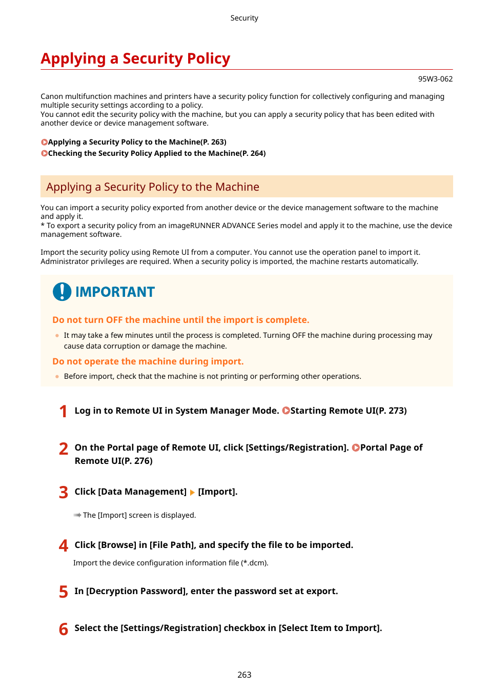 Applying a security policy, Applying a security policy(p. 263) | Canon imageCLASS LBP674Cdw Wireless Color Laser Printer User Manual | Page 271 / 565