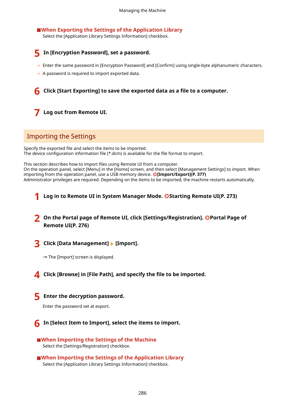 Importing the settings(p. 286) | Canon imageCLASS LBP674Cdw Wireless Color Laser Printer User Manual | Page 294 / 565