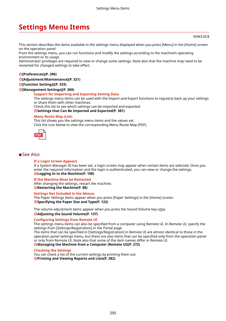 Settings menu items | Canon imageCLASS LBP674Cdw Wireless Color Laser Printer User Manual | Page 303 / 565