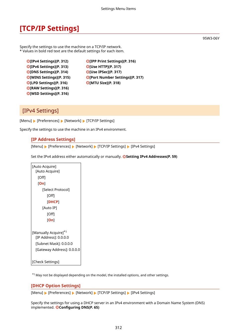 Tcp/ip settings, Tcp/ip settings](p. 312), Ipv4 settings | Canon imageCLASS LBP674Cdw Wireless Color Laser Printer User Manual | Page 320 / 565