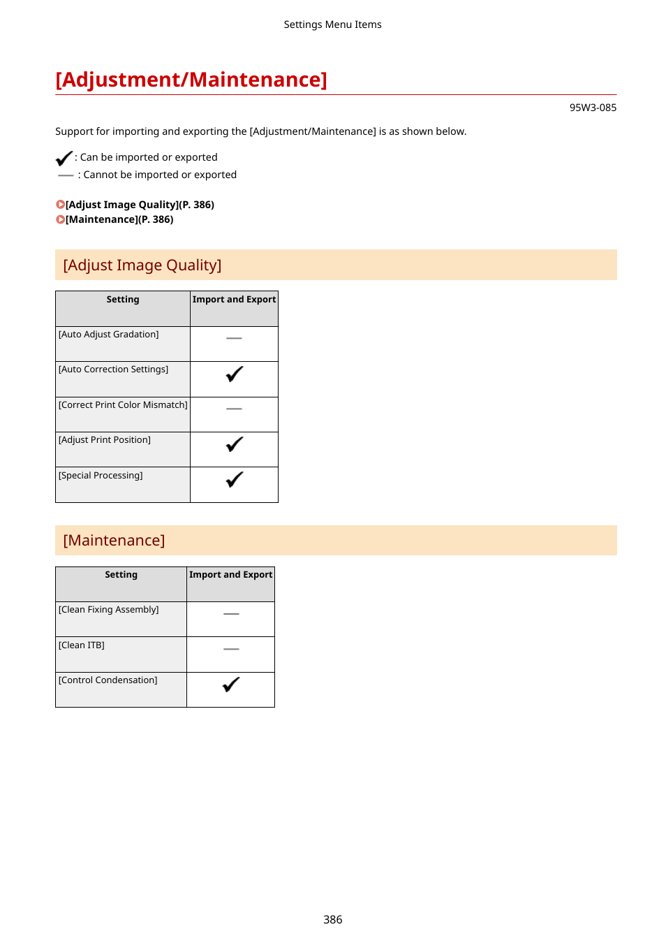 Adjustment/maintenance, Adjustment/maintenance](p. 386), Adjust image quality | Maintenance | Canon imageCLASS LBP674Cdw Wireless Color Laser Printer User Manual | Page 394 / 565