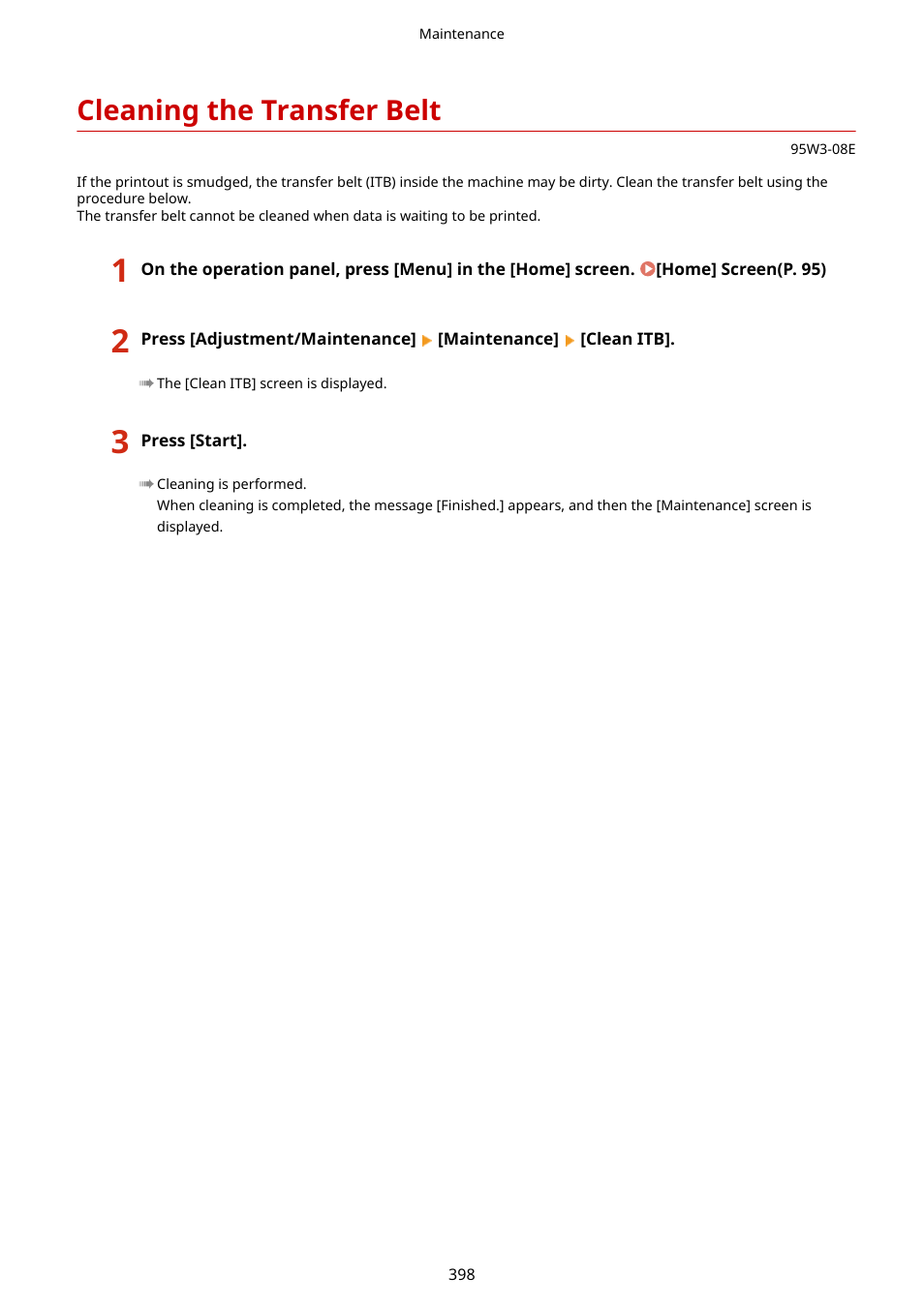Cleaning the transfer belt | Canon imageCLASS LBP674Cdw Wireless Color Laser Printer User Manual | Page 406 / 565