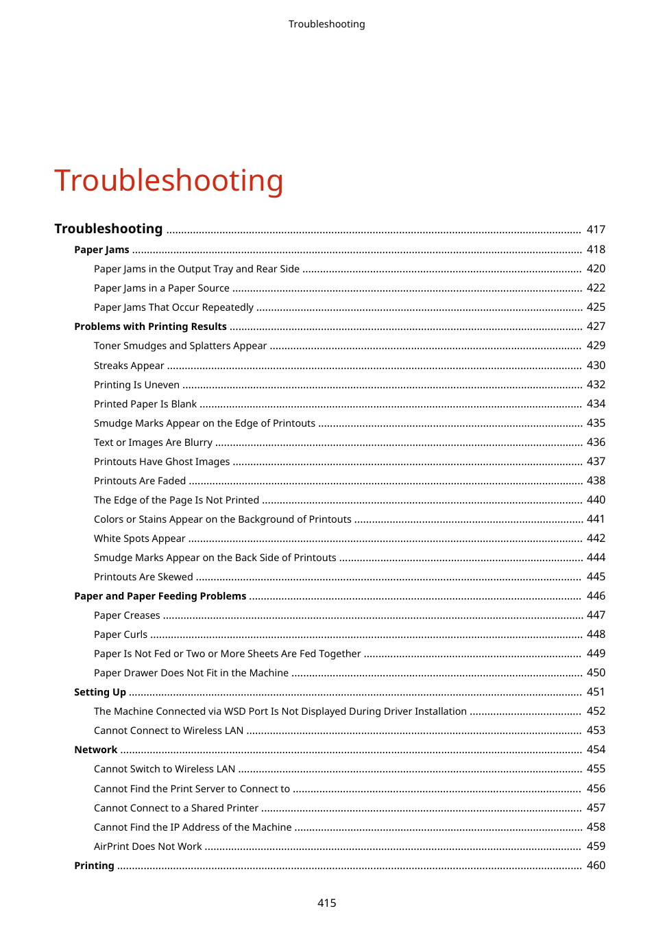 Troubleshooting | Canon imageCLASS LBP674Cdw Wireless Color Laser Printer User Manual | Page 423 / 565