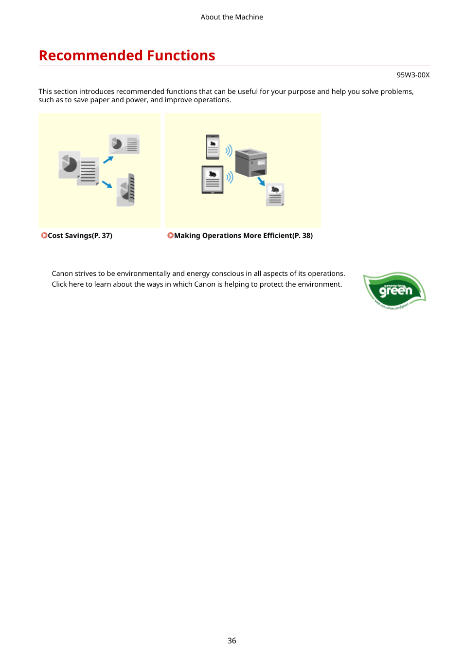 Recommended functions, Recommended functions(p. 36) | Canon imageCLASS LBP674Cdw Wireless Color Laser Printer User Manual | Page 44 / 565
