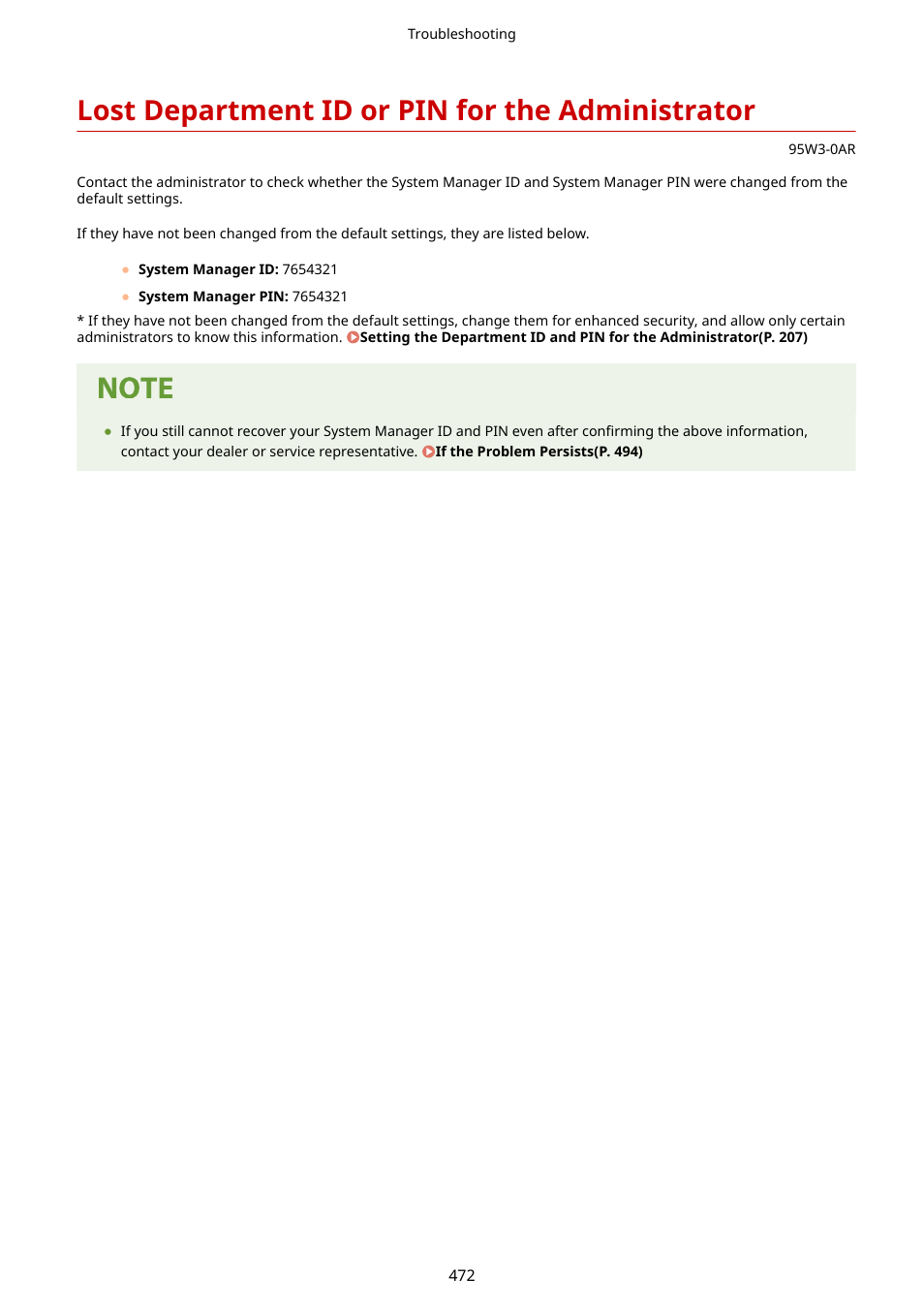 Lost department id or pin for the administrator | Canon imageCLASS LBP674Cdw Wireless Color Laser Printer User Manual | Page 480 / 565