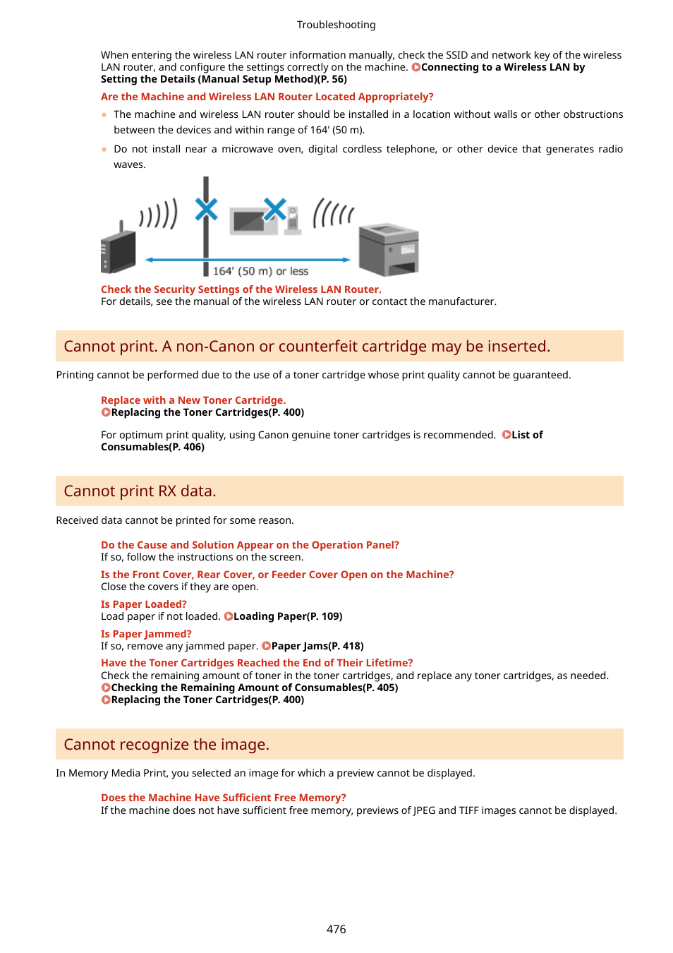 Cannot print rx data, Cannot recognize the image | Canon imageCLASS LBP674Cdw Wireless Color Laser Printer User Manual | Page 484 / 565