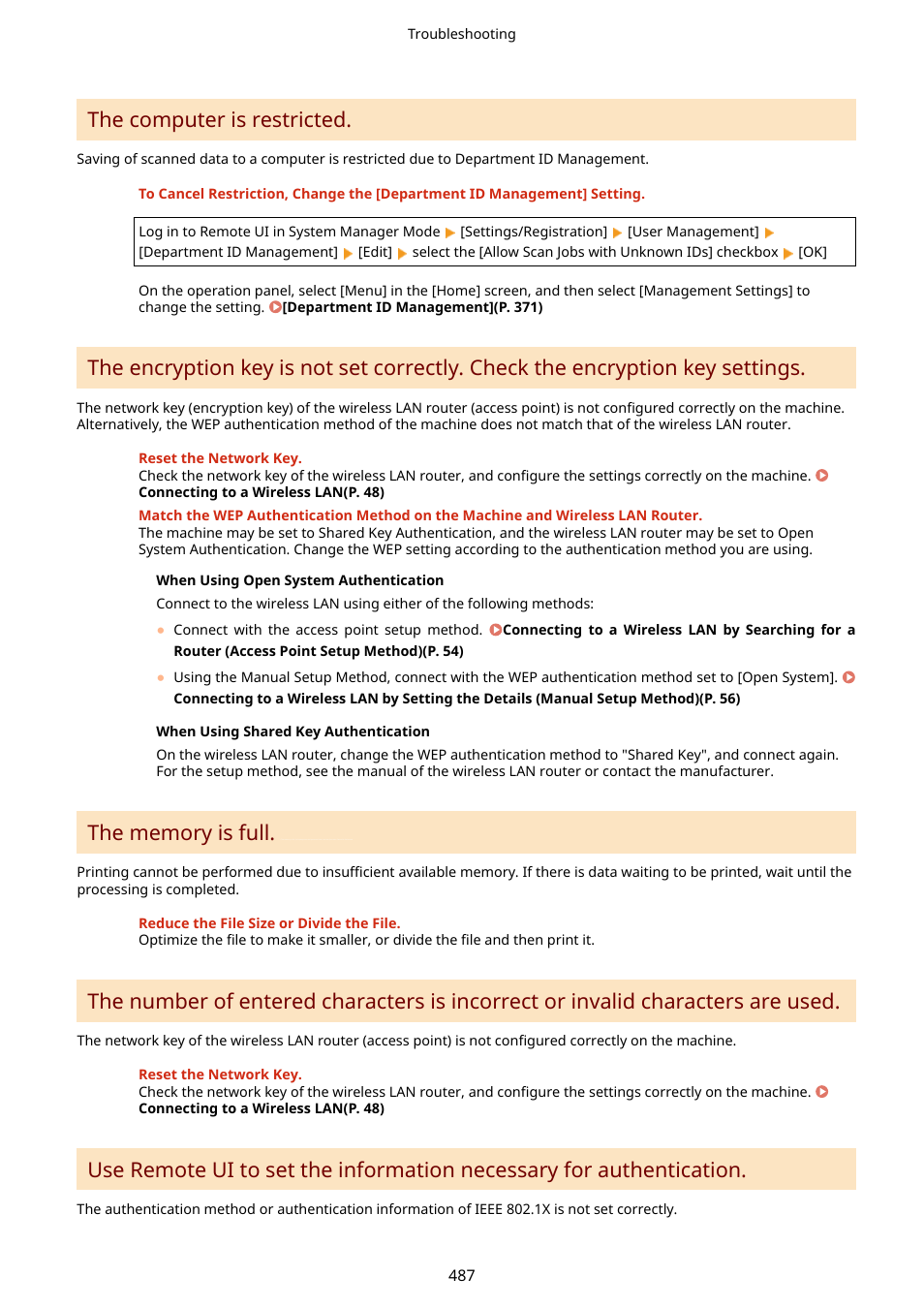 The computer is restricted | Canon imageCLASS LBP674Cdw Wireless Color Laser Printer User Manual | Page 495 / 565