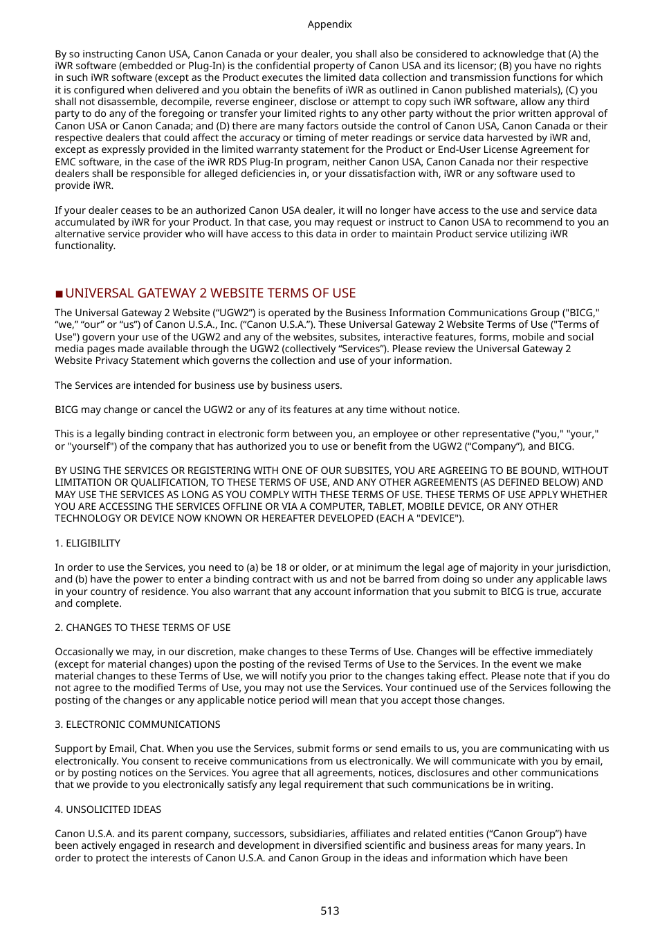 Universal gateway 2 website terms of use | Canon imageCLASS LBP674Cdw Wireless Color Laser Printer User Manual | Page 521 / 565