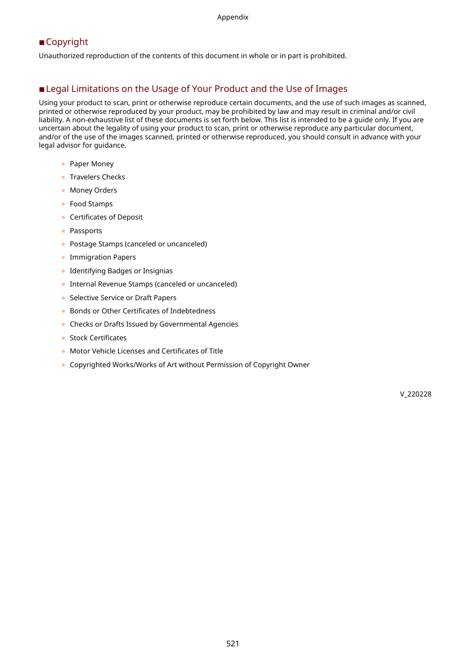 Copyright | Canon imageCLASS LBP674Cdw Wireless Color Laser Printer User Manual | Page 529 / 565