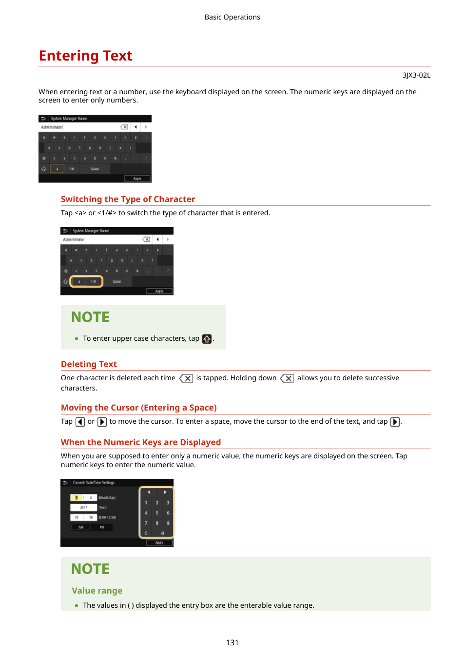 Entering text, Entering text(p. 131) | Canon imageCLASS D1650 All-in-One Monochrome Laser Printer User Manual | Page 139 / 751