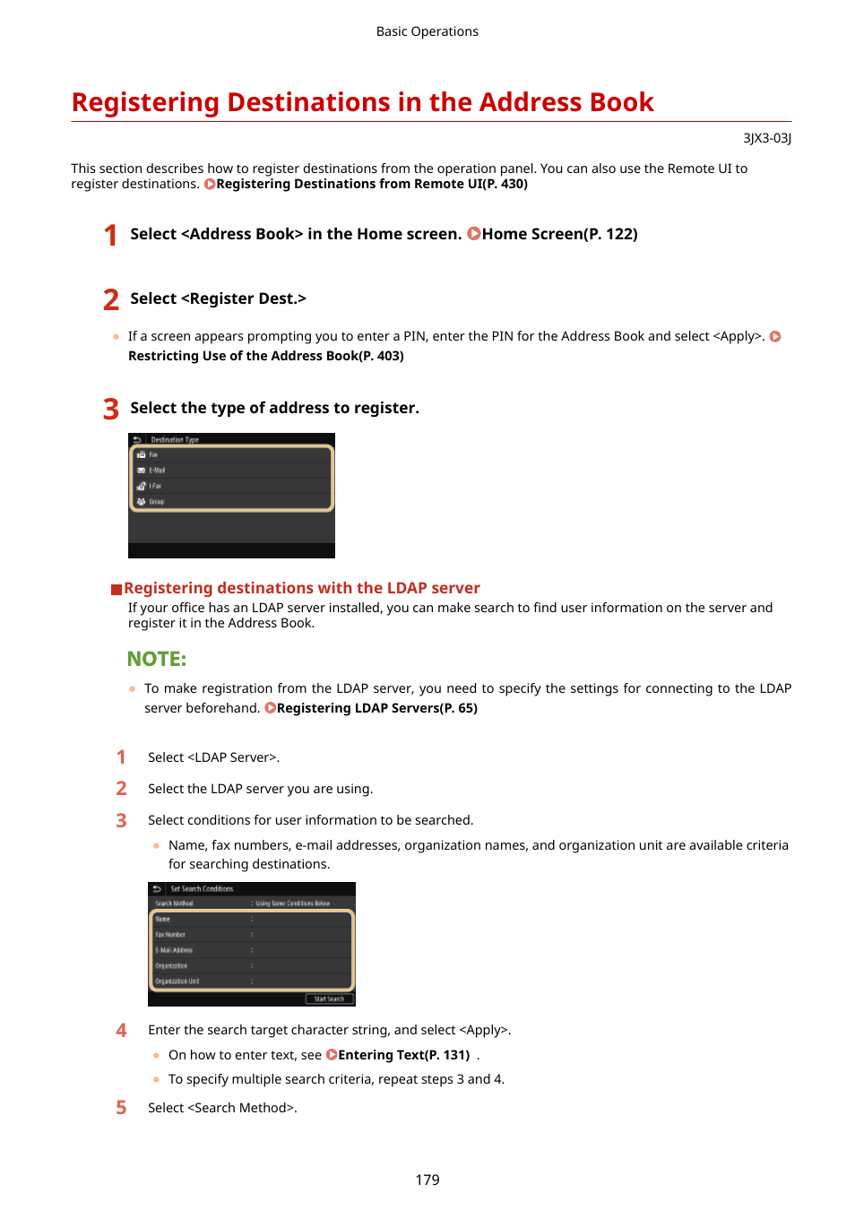 Registering destinations in the address book | Canon imageCLASS D1650 All-in-One Monochrome Laser Printer User Manual | Page 187 / 751