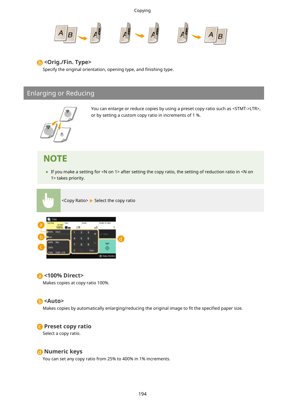 Enlarging or reducing | Canon imageCLASS D1650 All-in-One Monochrome Laser Printer User Manual | Page 202 / 751