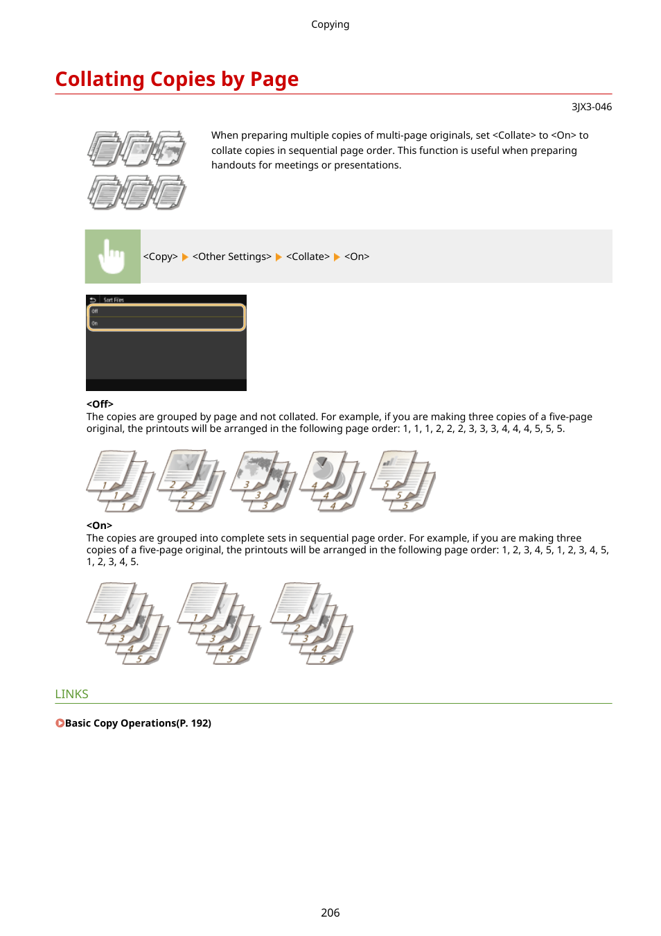 Collating copies by page | Canon imageCLASS D1650 All-in-One Monochrome Laser Printer User Manual | Page 214 / 751