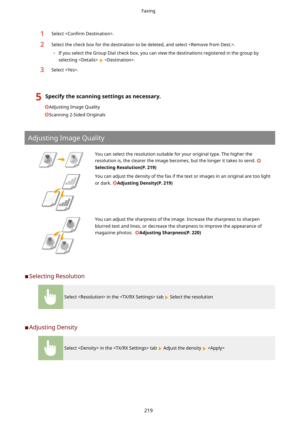 Adjusting image quality | Canon imageCLASS D1650 All-in-One Monochrome Laser Printer User Manual | Page 227 / 751