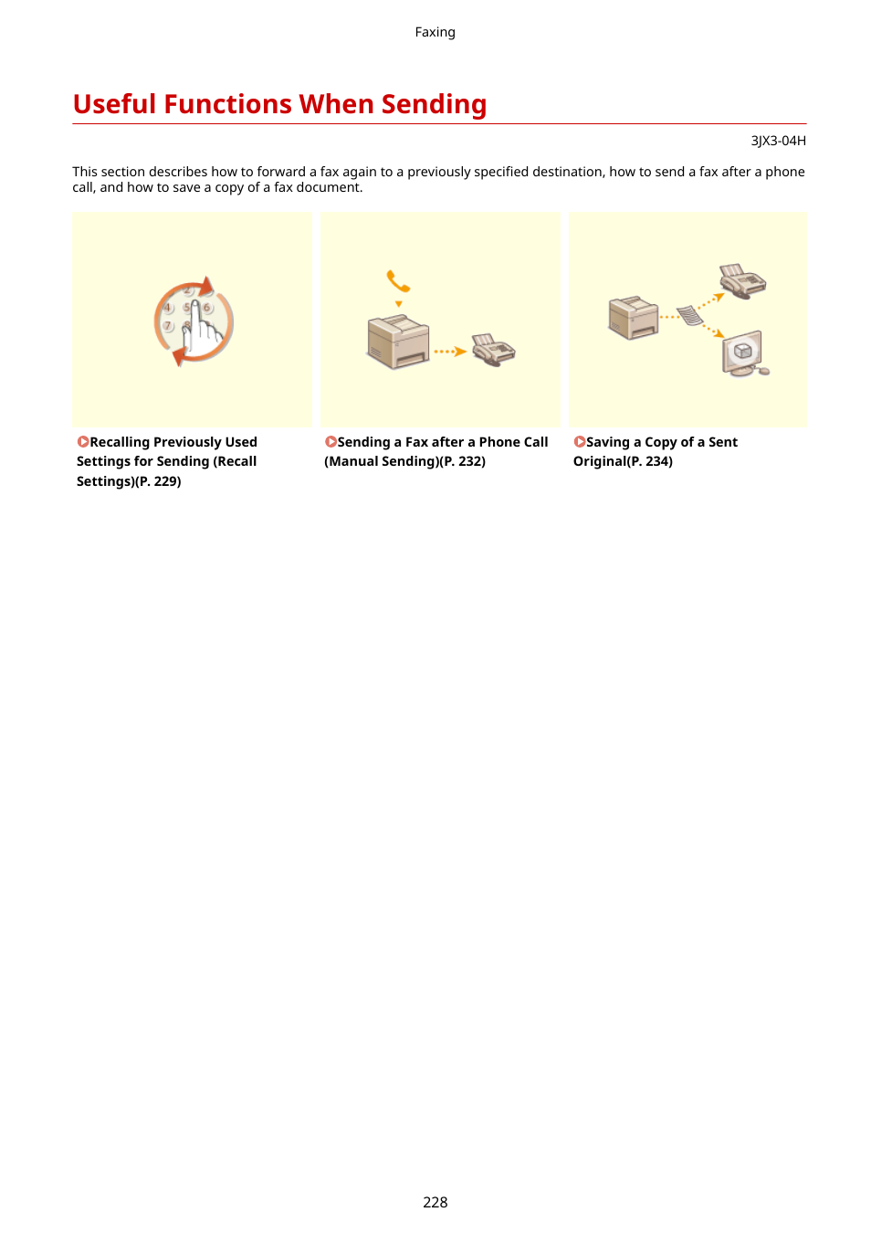 Useful functions when sending, Useful functions when sending(p. 228) | Canon imageCLASS D1650 All-in-One Monochrome Laser Printer User Manual | Page 236 / 751