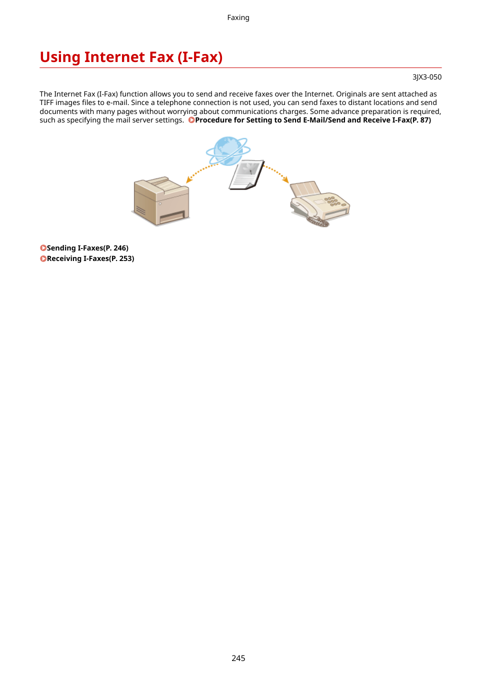 Using internet fax (i-fax), Using internet fax (i-fax)(p. 245) | Canon imageCLASS D1650 All-in-One Monochrome Laser Printer User Manual | Page 253 / 751