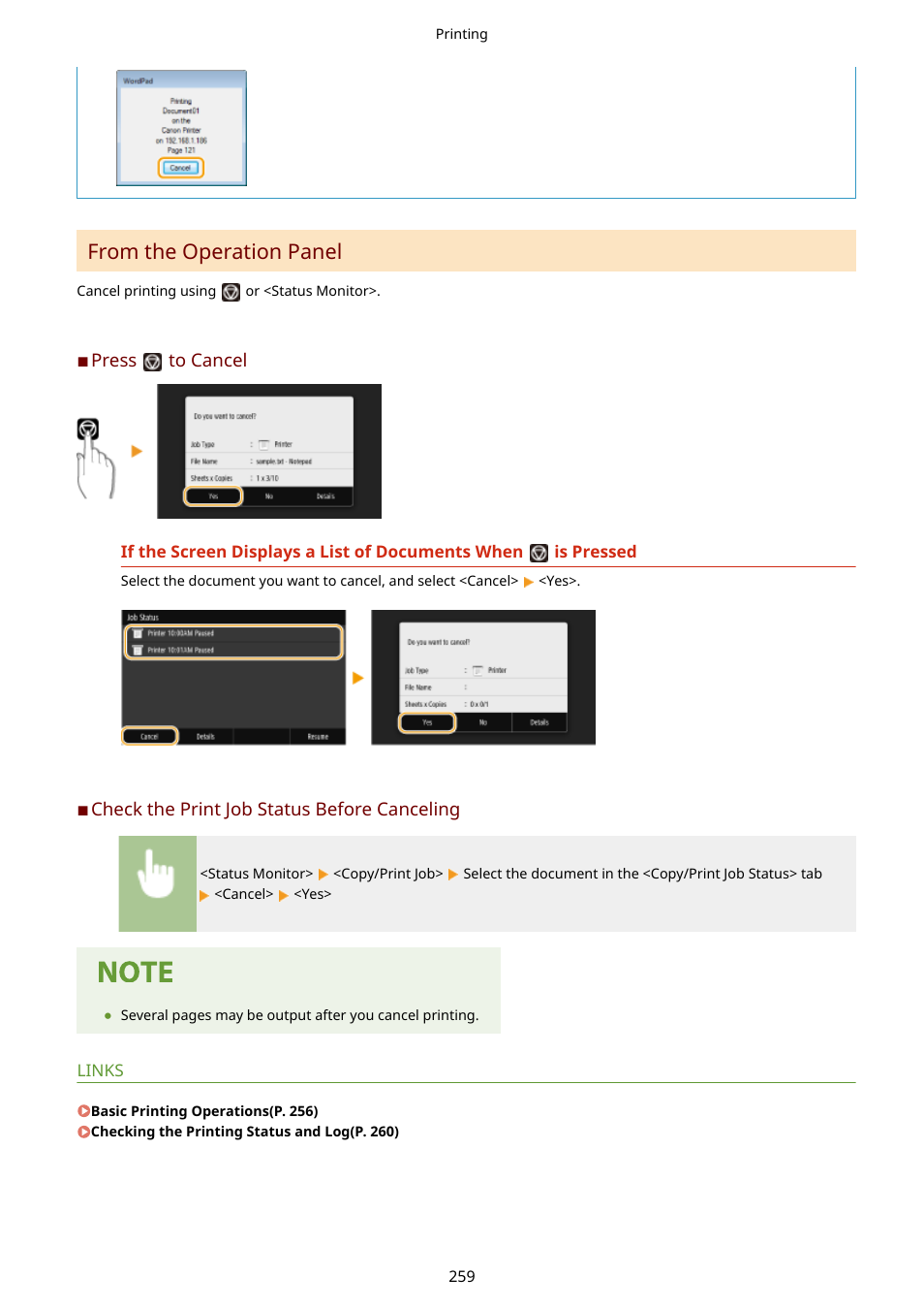 From the operation panel(p. 259) | Canon imageCLASS D1650 All-in-One Monochrome Laser Printer User Manual | Page 267 / 751