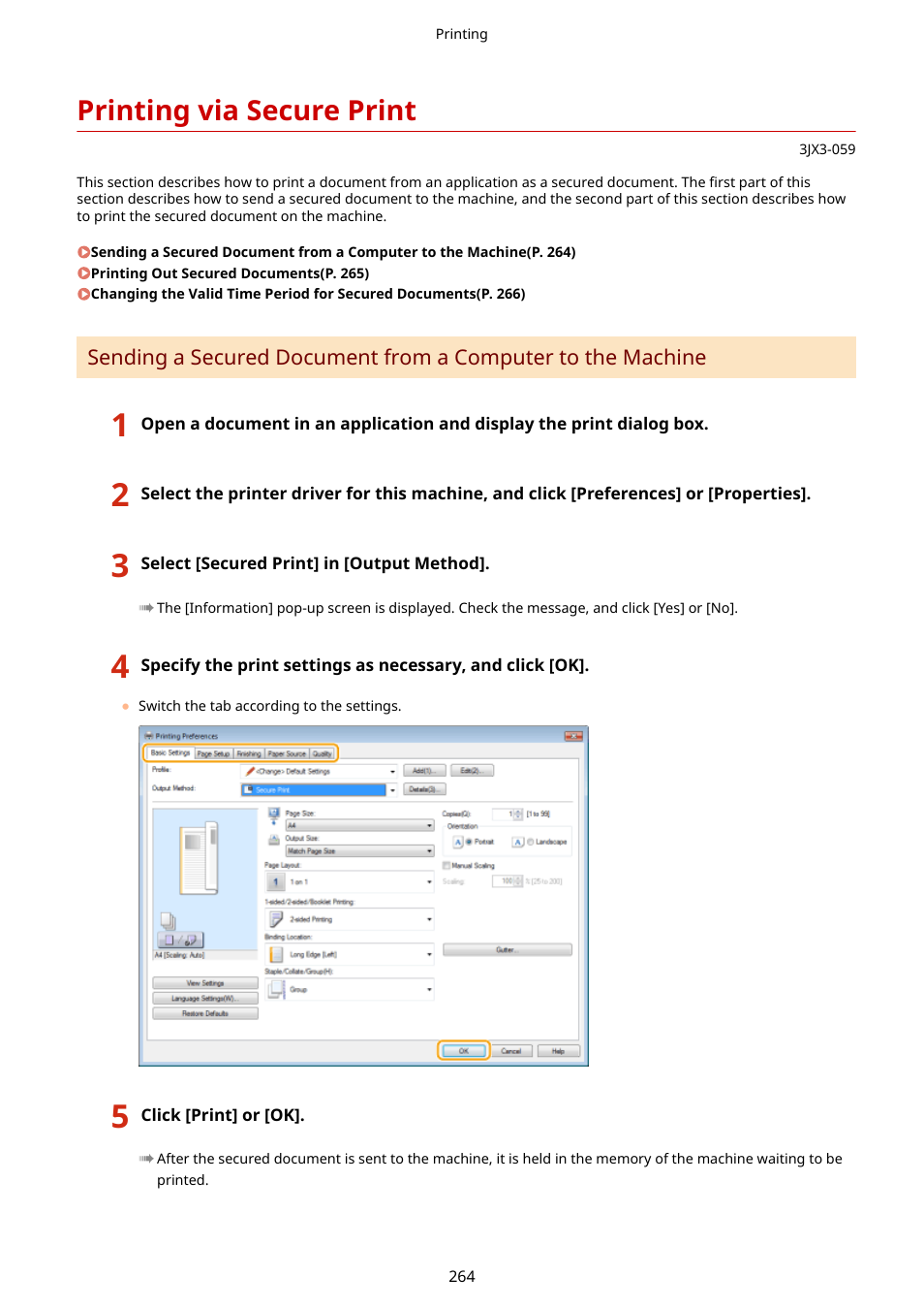 Printing via secure print | Canon imageCLASS D1650 All-in-One Monochrome Laser Printer User Manual | Page 272 / 751