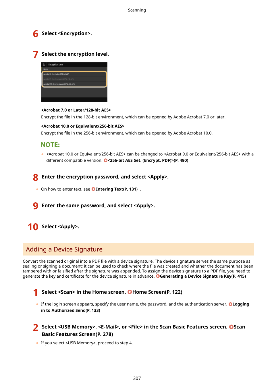 Adding a device signature(p. 307) | Canon imageCLASS D1650 All-in-One Monochrome Laser Printer User Manual | Page 315 / 751