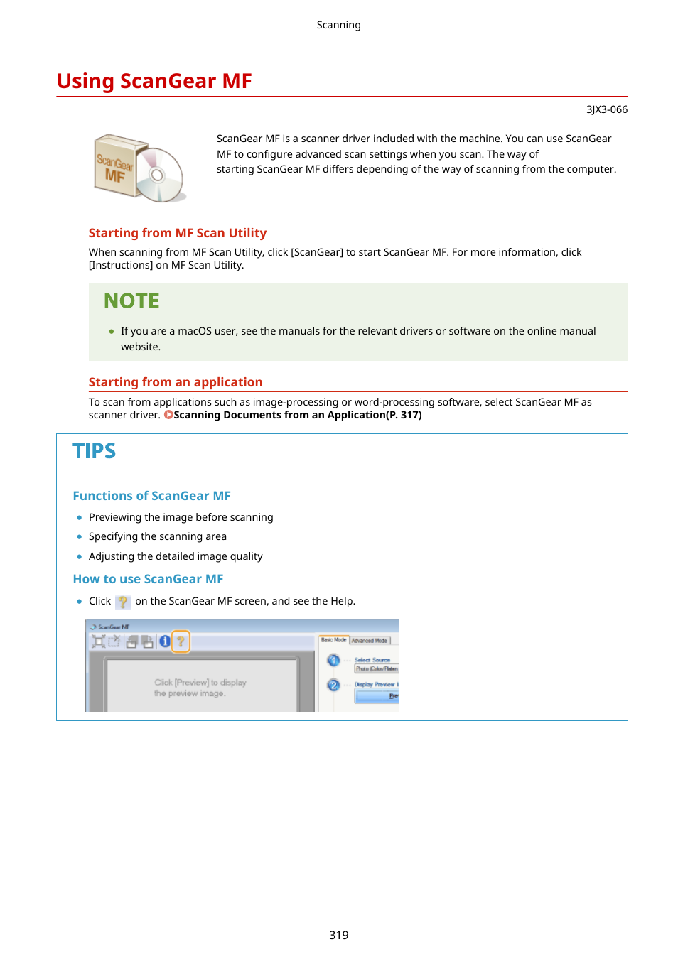 Using scangear mf | Canon imageCLASS D1650 All-in-One Monochrome Laser Printer User Manual | Page 327 / 751