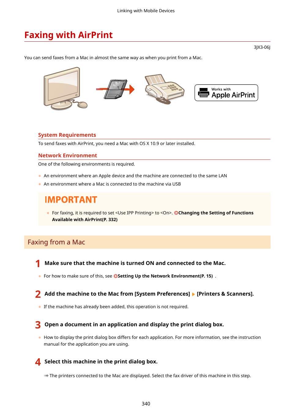 Faxing with airprint, Faxing with airprint(p. 340) | Canon imageCLASS D1650 All-in-One Monochrome Laser Printer User Manual | Page 348 / 751