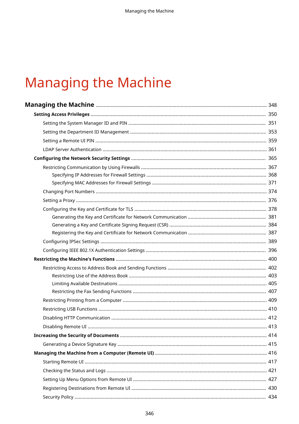 Managing the machine | Canon imageCLASS D1650 All-in-One Monochrome Laser Printer User Manual | Page 354 / 751