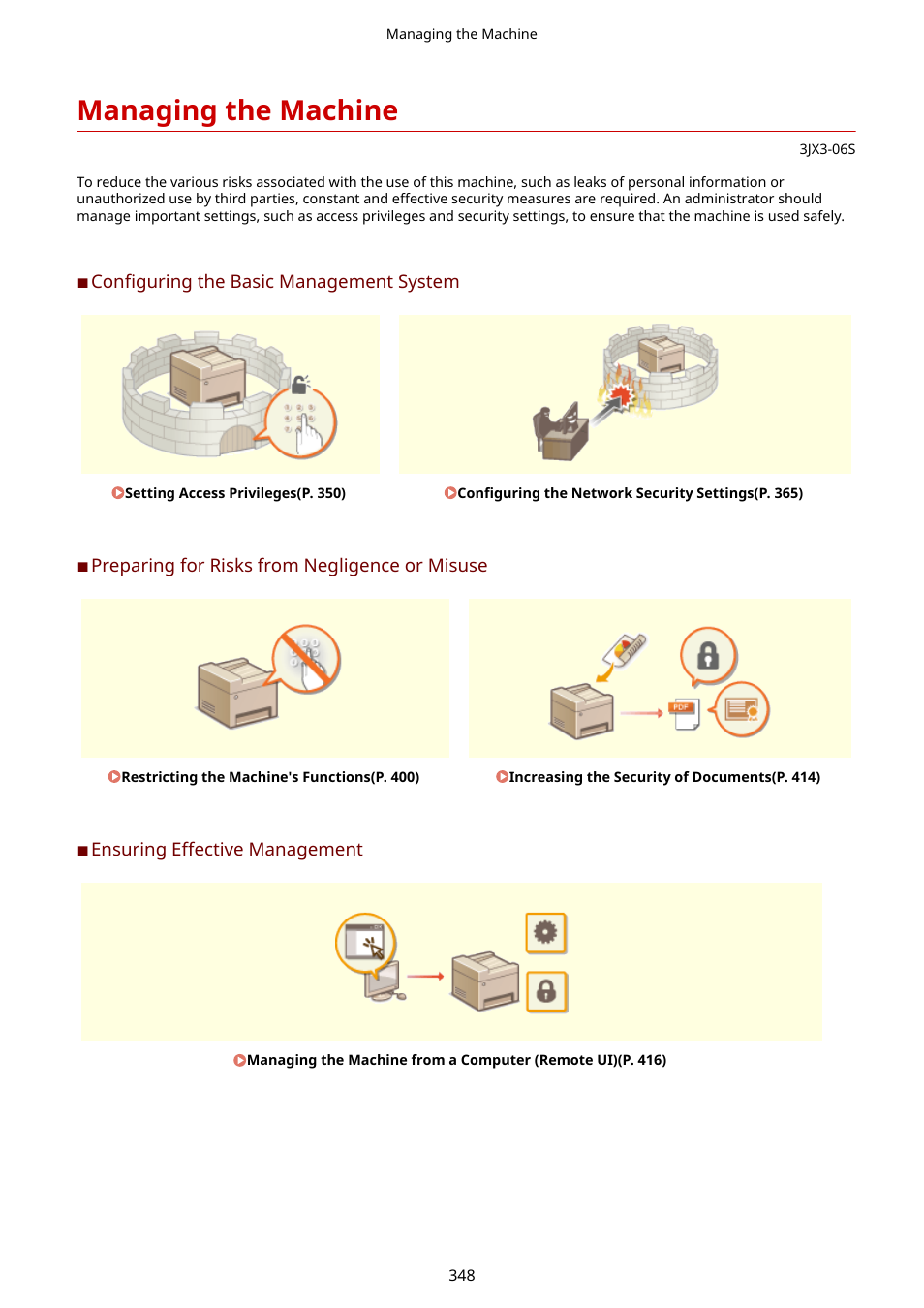 Managing the machine, Managing the machine(p. 348) | Canon imageCLASS D1650 All-in-One Monochrome Laser Printer User Manual | Page 356 / 751
