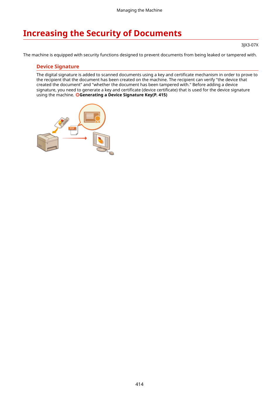 Increasing the security of documents, Increasing the security of documents(p. 414) | Canon imageCLASS D1650 All-in-One Monochrome Laser Printer User Manual | Page 422 / 751