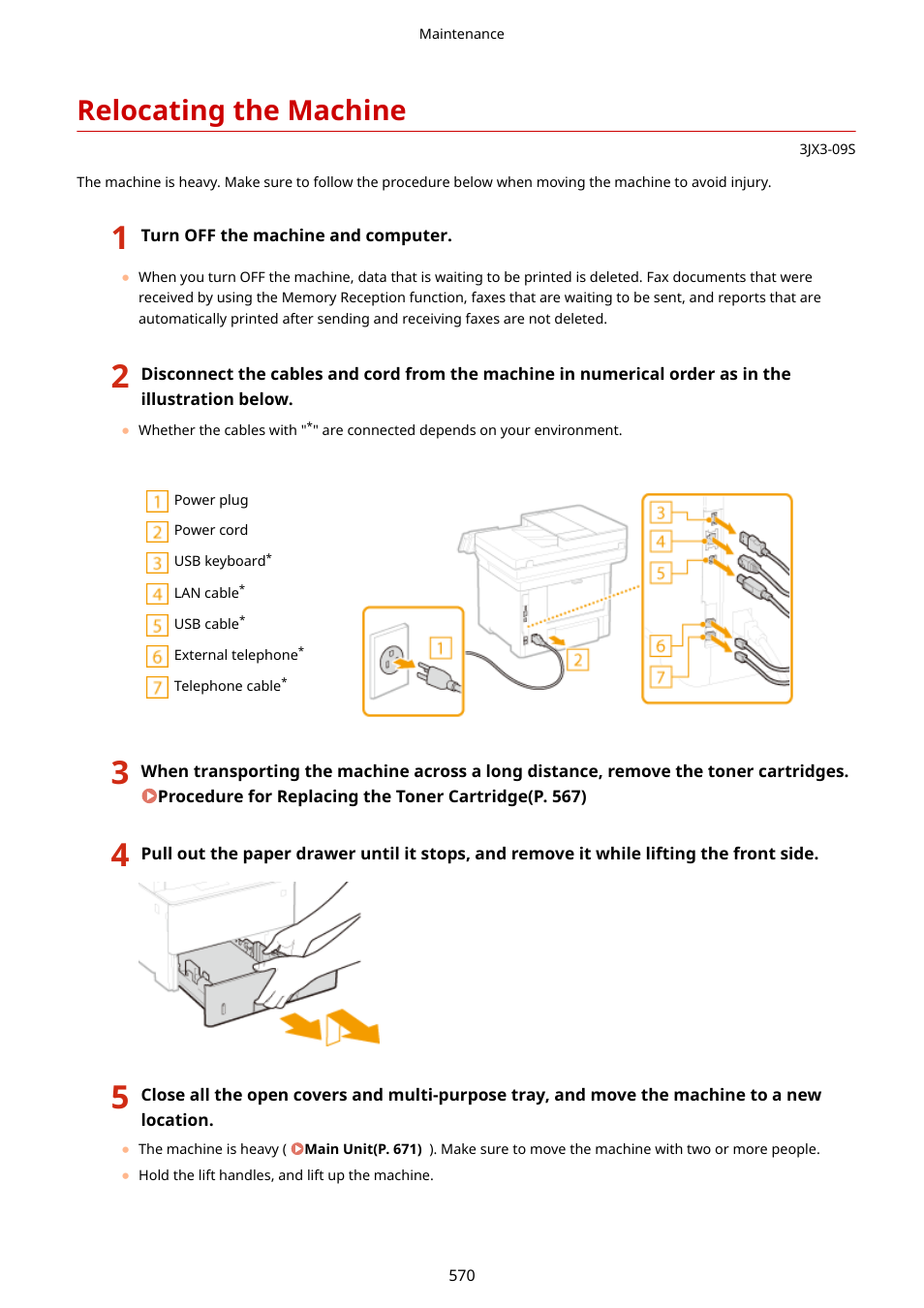 Relocating the machine, Relocating the machine(p. 570) | Canon imageCLASS D1650 All-in-One Monochrome Laser Printer User Manual | Page 578 / 751