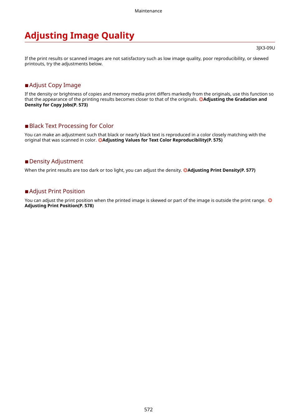 Adjusting image quality, Adjusting image quality(p. 572) | Canon imageCLASS D1650 All-in-One Monochrome Laser Printer User Manual | Page 580 / 751