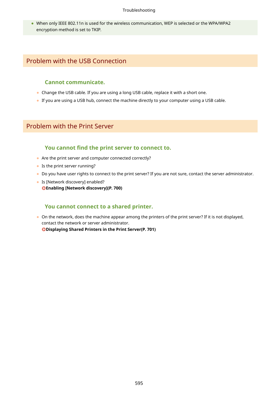 Problem with the usb connection, Problem with the print server | Canon imageCLASS D1650 All-in-One Monochrome Laser Printer User Manual | Page 603 / 751