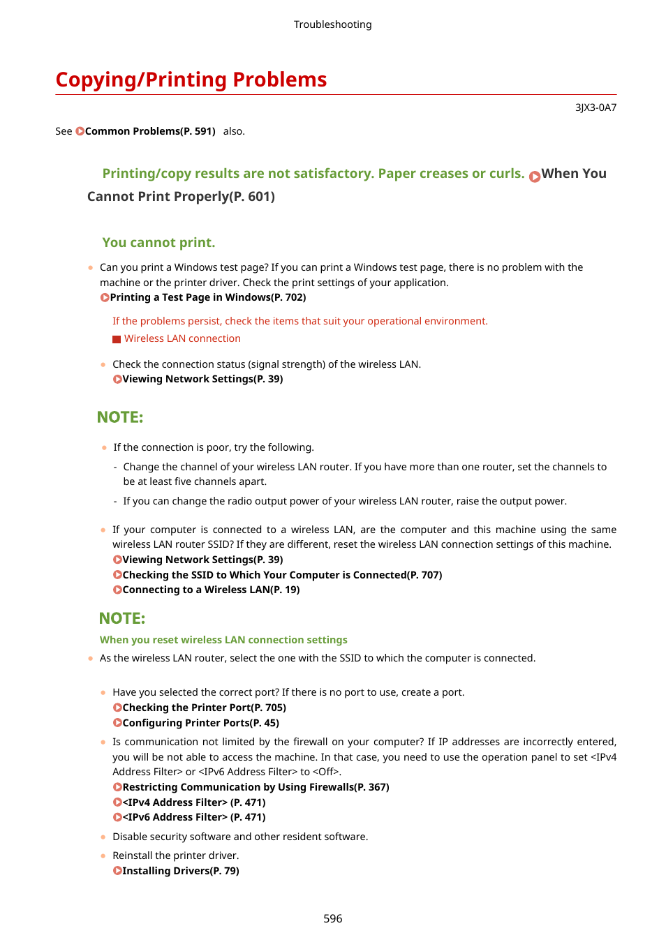 Copying/printing problems, Copying/printing problems(p. 596) | Canon imageCLASS D1650 All-in-One Monochrome Laser Printer User Manual | Page 604 / 751