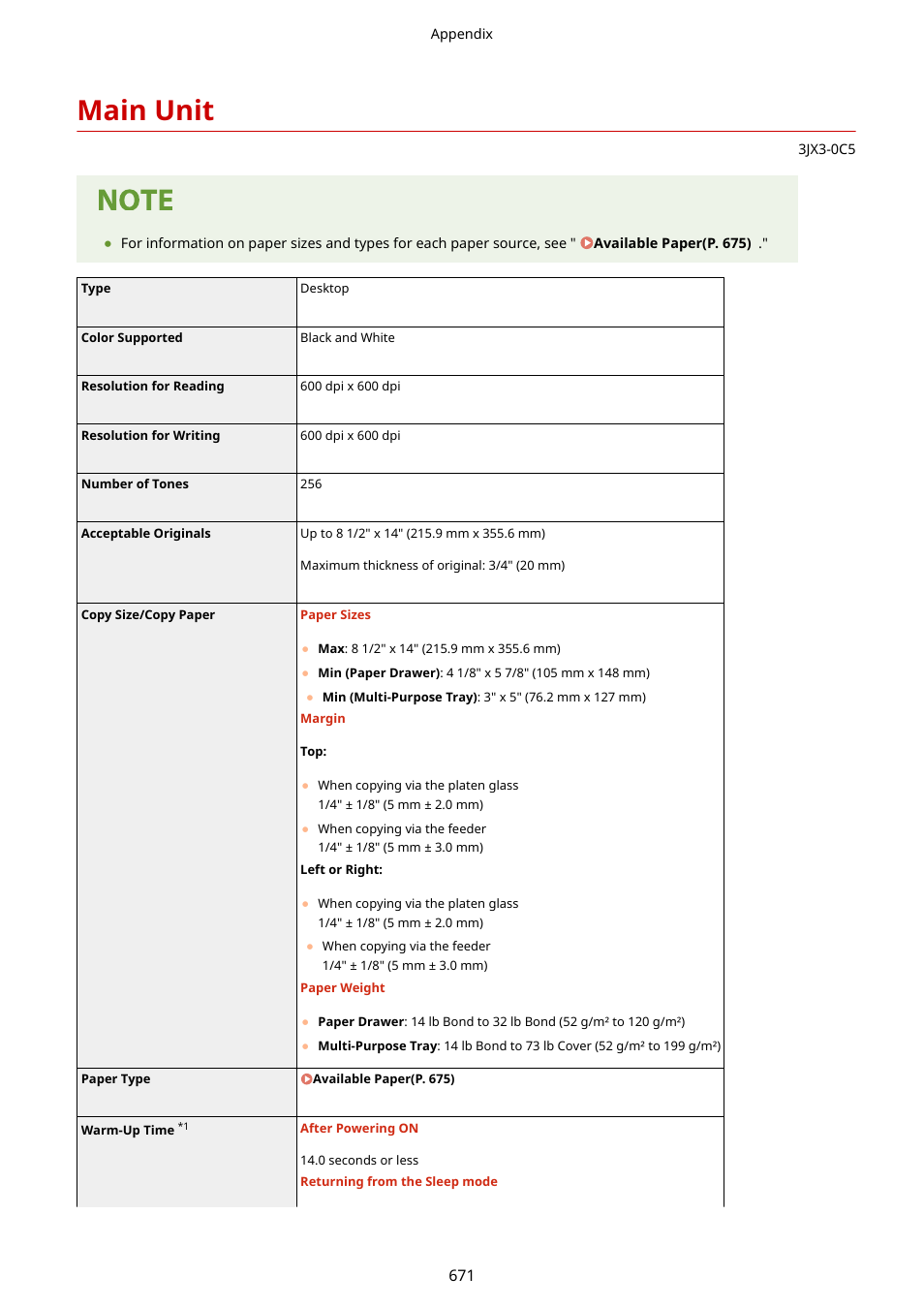 Main unit, Gins, see main unit(p. 671), Main unit(p. 671) | Canon imageCLASS D1650 All-in-One Monochrome Laser Printer User Manual | Page 679 / 751