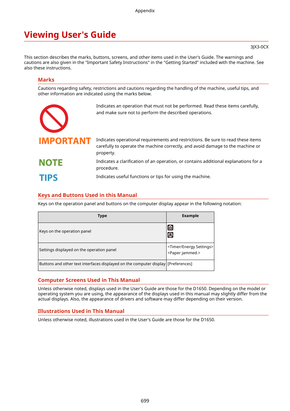 Viewing user's guide, S guide. viewing user's guide(p. 699) | Canon imageCLASS D1650 All-in-One Monochrome Laser Printer User Manual | Page 707 / 751