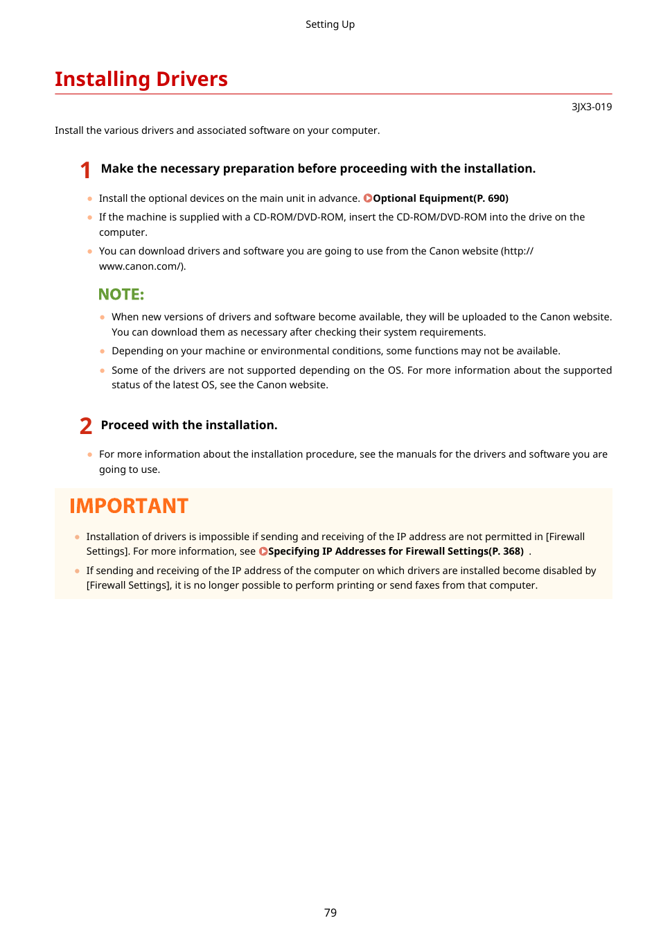 Installing drivers, Installing drivers(p. 79) | Canon imageCLASS D1650 All-in-One Monochrome Laser Printer User Manual | Page 87 / 751