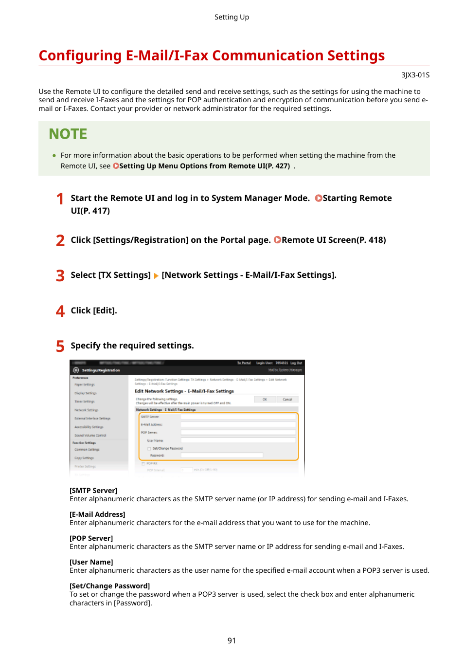 Configuring e-mail/i-fax communication settings | Canon imageCLASS D1650 All-in-One Monochrome Laser Printer User Manual | Page 99 / 751