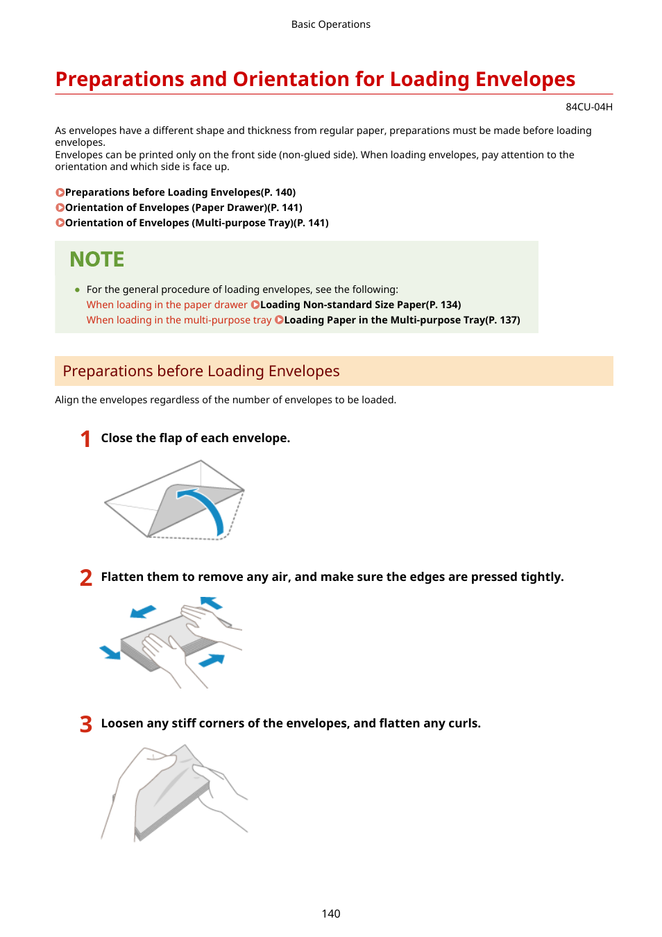 Preparations and orientation for loading envelopes | Canon imageCLASS MF753Cdw Multifunction Wireless Color Laser Printer User Manual | Page 150 / 801