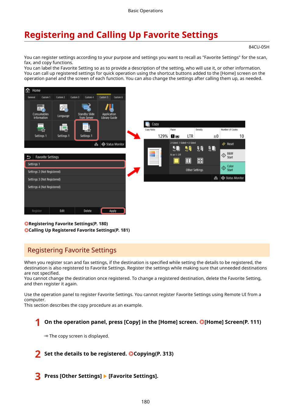 Registering and calling up favorite settings, Registering favorite settings | Canon imageCLASS MF753Cdw Multifunction Wireless Color Laser Printer User Manual | Page 190 / 801