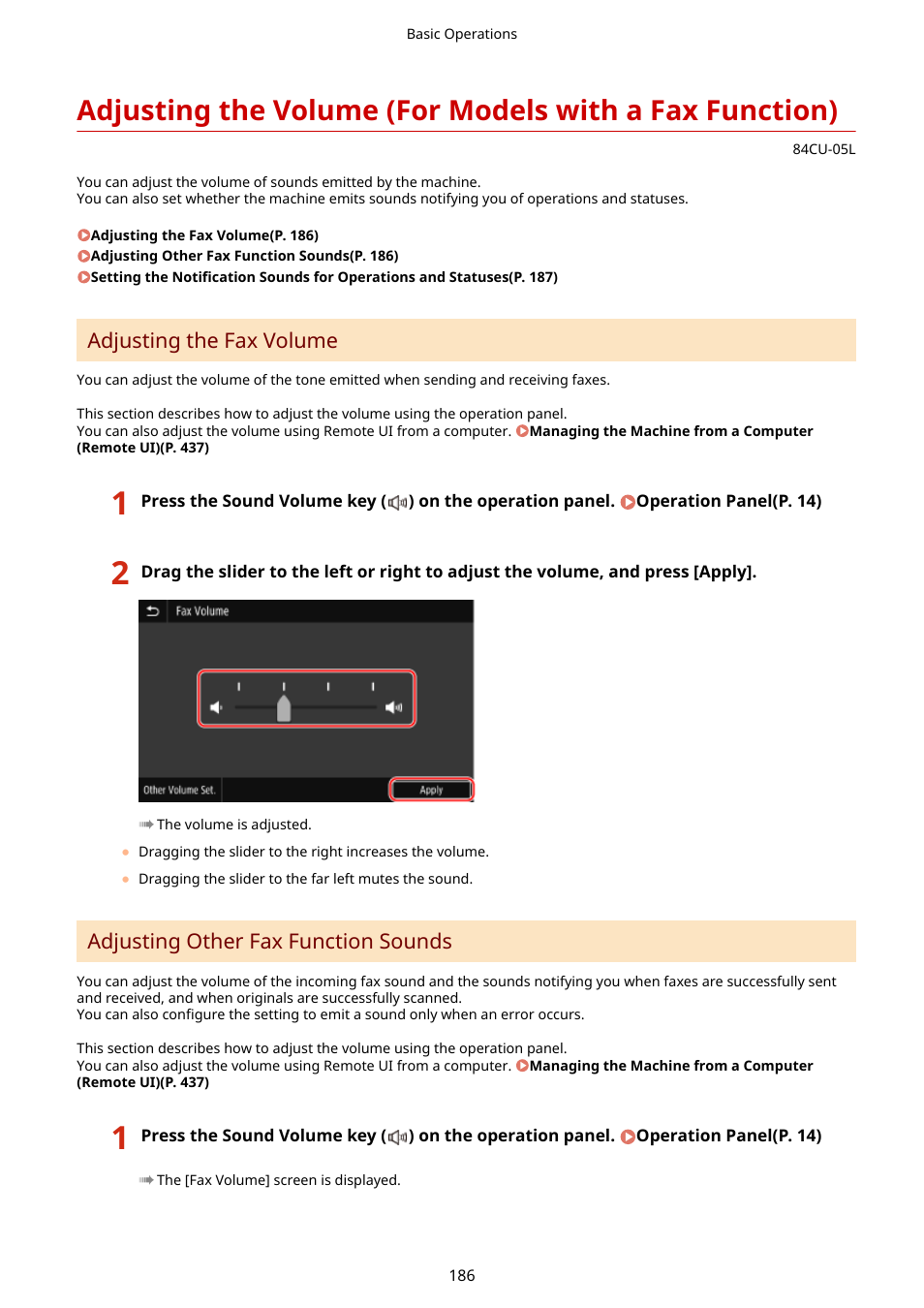 Adjusting the fax volume, Adjusting other fax function sounds | Canon imageCLASS MF753Cdw Multifunction Wireless Color Laser Printer User Manual | Page 196 / 801