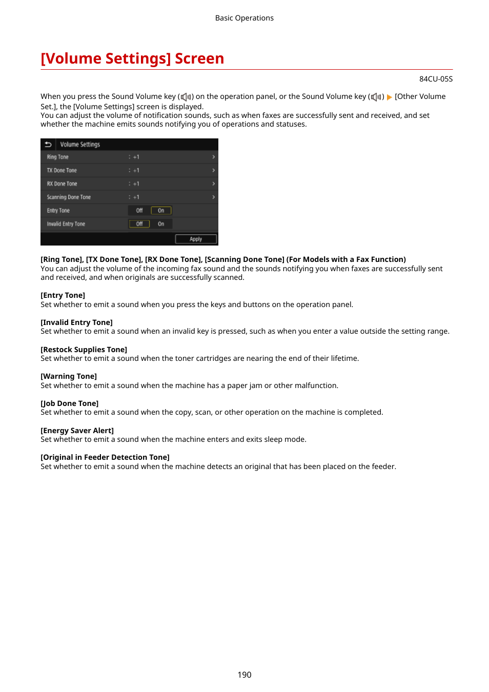 Volume settings] screen, Volume settings] screen(p. 190) | Canon imageCLASS MF753Cdw Multifunction Wireless Color Laser Printer User Manual | Page 200 / 801