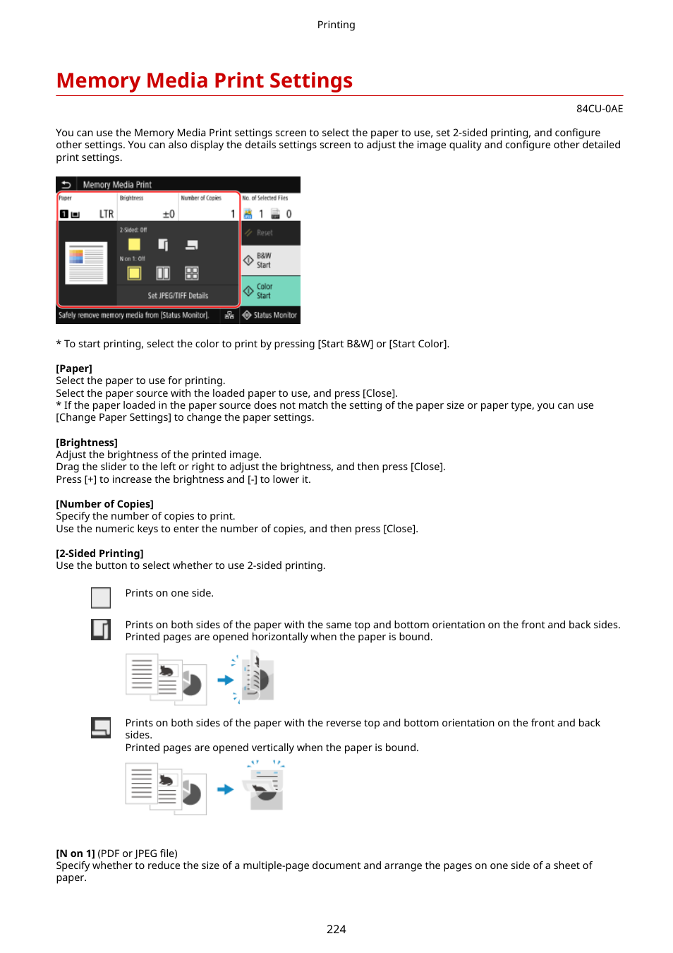 Memory media print settings | Canon imageCLASS MF753Cdw Multifunction Wireless Color Laser Printer User Manual | Page 234 / 801