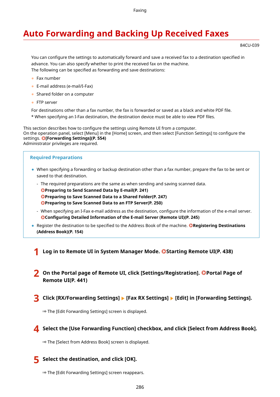 Auto forwarding and backing up received faxes | Canon imageCLASS MF753Cdw Multifunction Wireless Color Laser Printer User Manual | Page 296 / 801