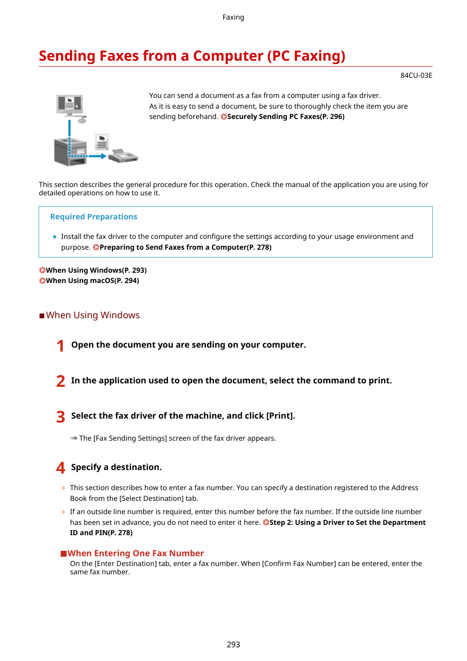 Sending faxes from a computer (pc faxing), Sending faxes from a computer (pc faxing)(p. 293) | Canon imageCLASS MF753Cdw Multifunction Wireless Color Laser Printer User Manual | Page 303 / 801