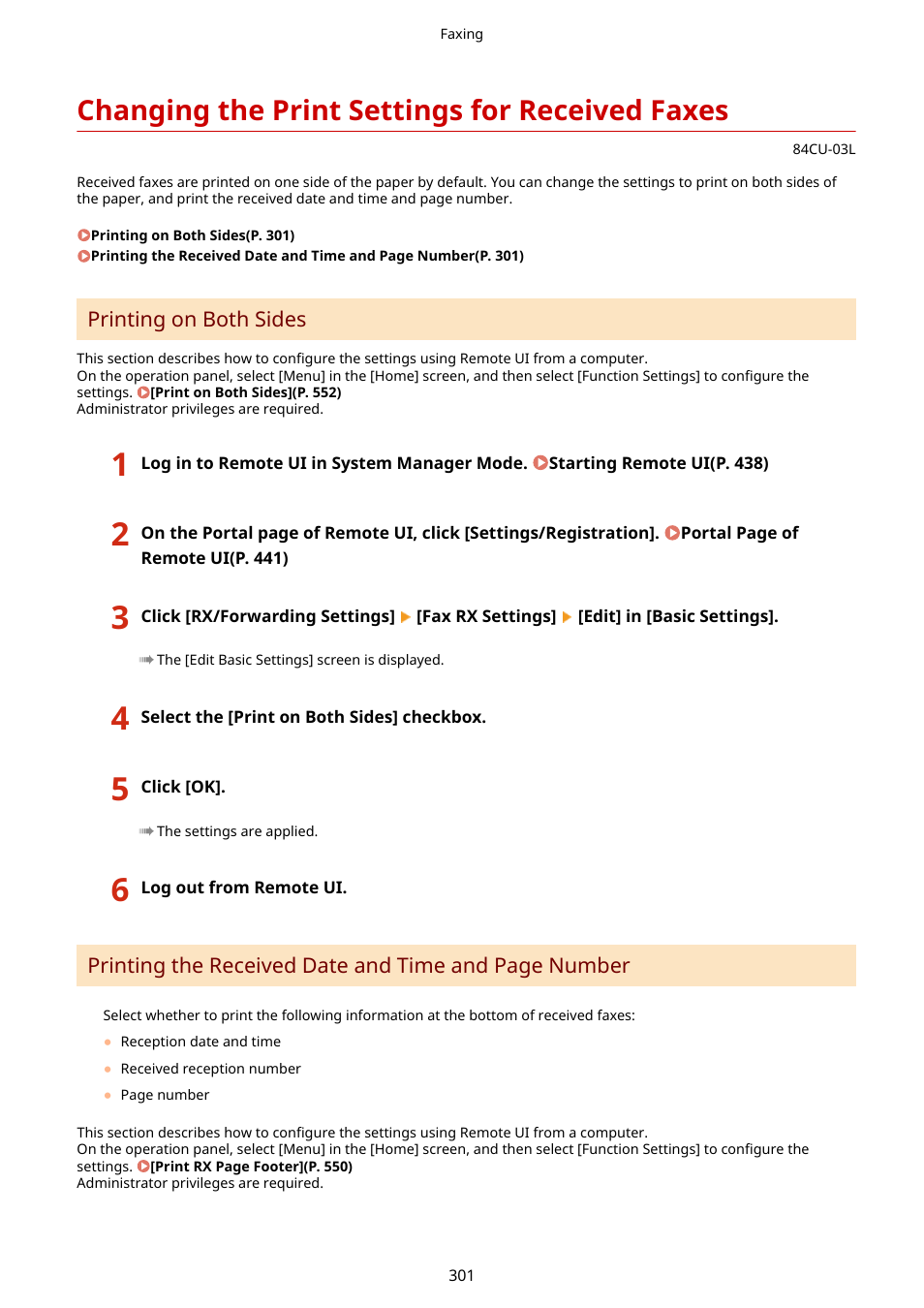 Changing the print settings for received faxes | Canon imageCLASS MF753Cdw Multifunction Wireless Color Laser Printer User Manual | Page 311 / 801