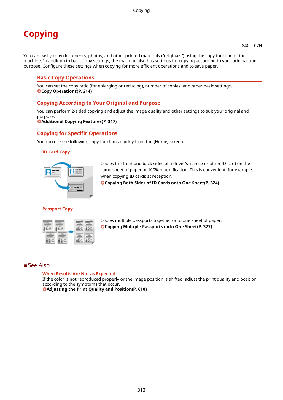 Copying, Copying(p. 313), Ed. copying(p. 313) | Canon imageCLASS MF753Cdw Multifunction Wireless Color Laser Printer User Manual | Page 323 / 801