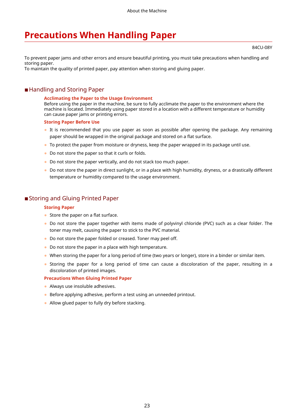 Precautions when handling paper | Canon imageCLASS MF753Cdw Multifunction Wireless Color Laser Printer User Manual | Page 33 / 801