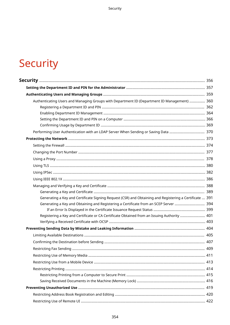 Security | Canon imageCLASS MF753Cdw Multifunction Wireless Color Laser Printer User Manual | Page 364 / 801